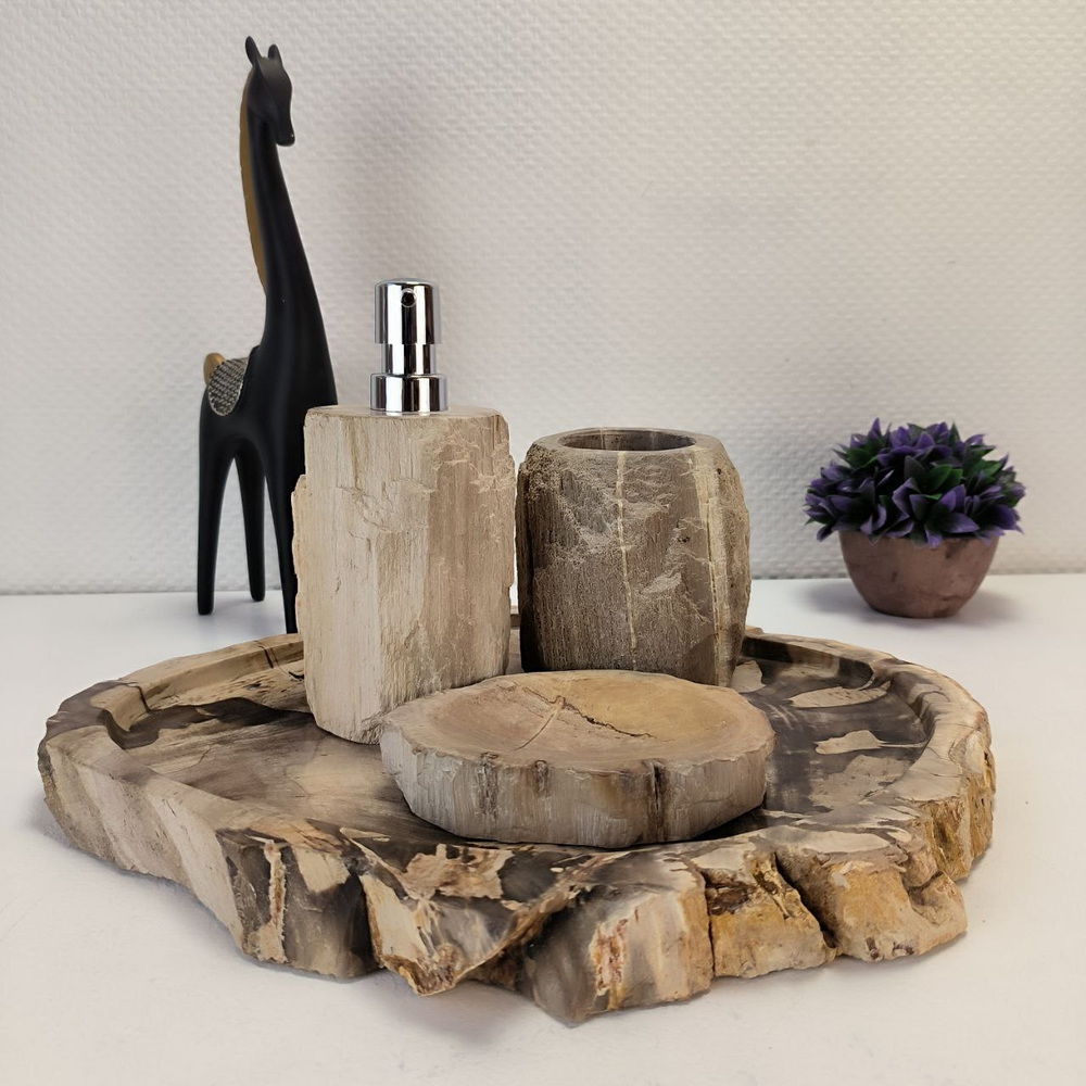 Набор из окаменелого дерева 4 предм Fossil Set NF-63071 поднос 33см*39см