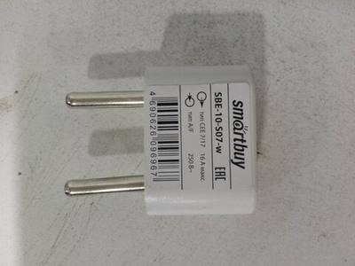 Переходник сетевой SMARTBUY на евро вилку, плоский, белый 10А 250В