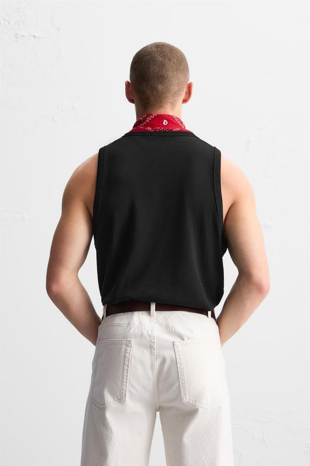 ZARA МАЙКА В РУБЧИК, ЧЕРНЫЙ