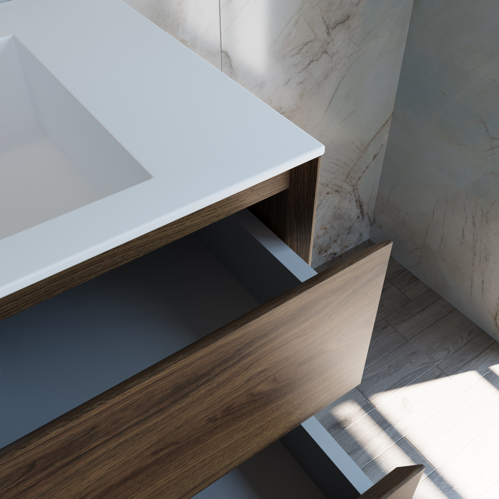 База под раковину Luka 800 подвесная, 2 выкатных ящика soft-close, С.Oak