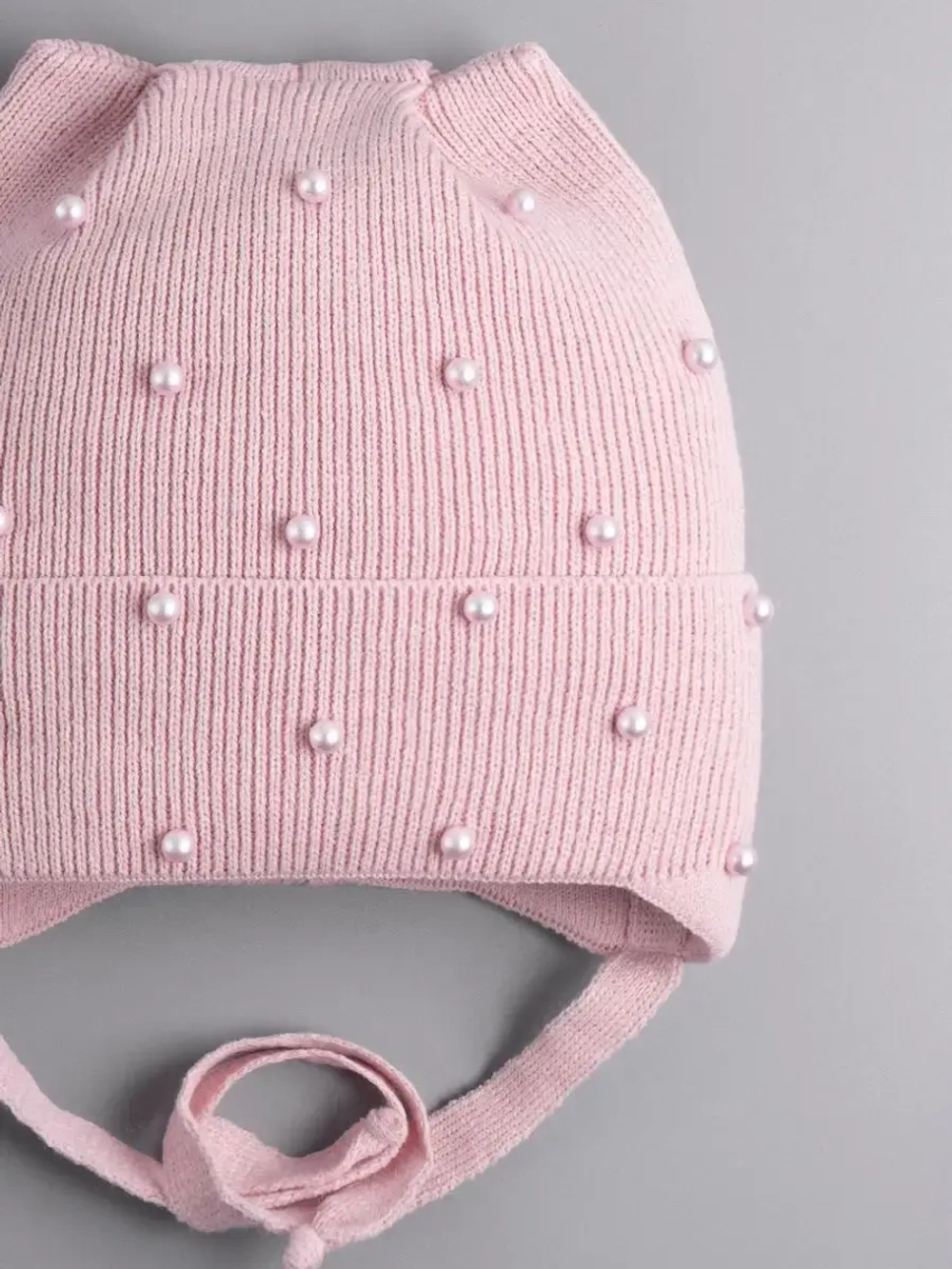 Шапка для девочки с ушками осенняя