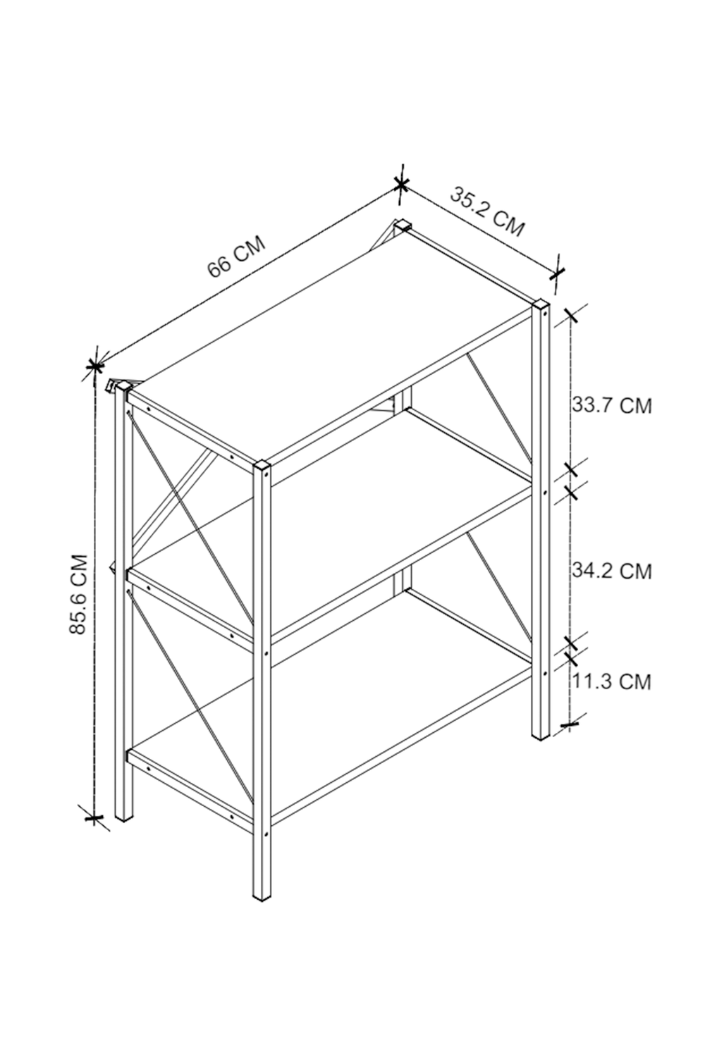 Стеллаж 3 полки 90х66 - антрацит