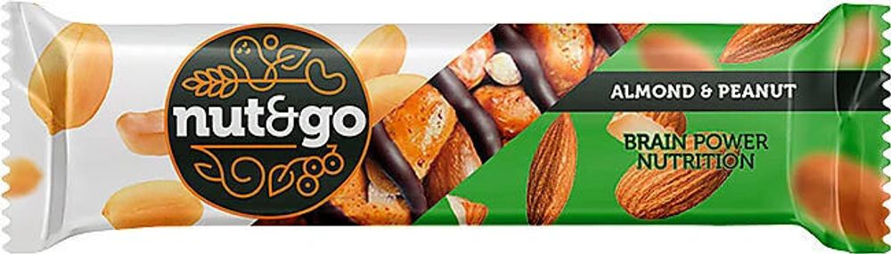 Батончик Nut&amp;go миндаль/арахис, Яшкино, 36 гр