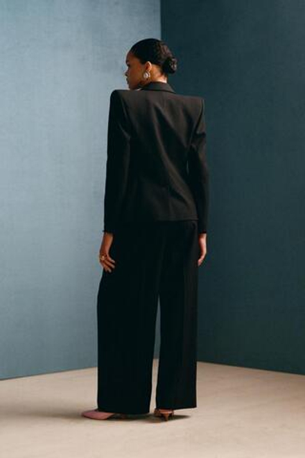 ZARA X WILLY CHAVARRIA БРЮКИ ИЗ СМЕСОВОЙ ШЕРСТИ С ЗАЩИПАМИ, ЧЕРНЫЙ