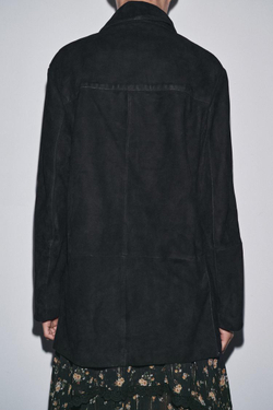 ZARA БЛЕЙЗЕР ОВЕРСАЙЗ ИЗ ЗАМШИ, 100% — ZW COLLECTION, ЧЕРНЫЙ