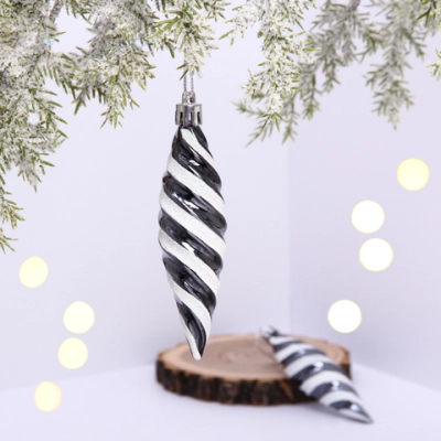 Ёлочные игрушки «Таинственное очарование» Сосульки 10 см (набор 2шт), графит