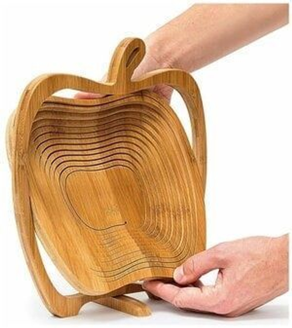 Складная корзина в форме яблока (размер 22,5x30x27 см, цвет бежевый)