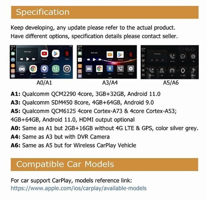 Мультимедиа блок для JAC J7, JS6, T8 Pro со штатным проводным CarPlay - Kuberg OL-AI на Android 11, подключение по USB, SIM-слот