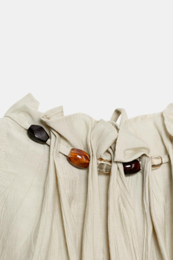 ZARA ТОП С ГОРЛОВИНОЙ ХАЛТЕР И БУСИНАМИ, ЭКРЮ