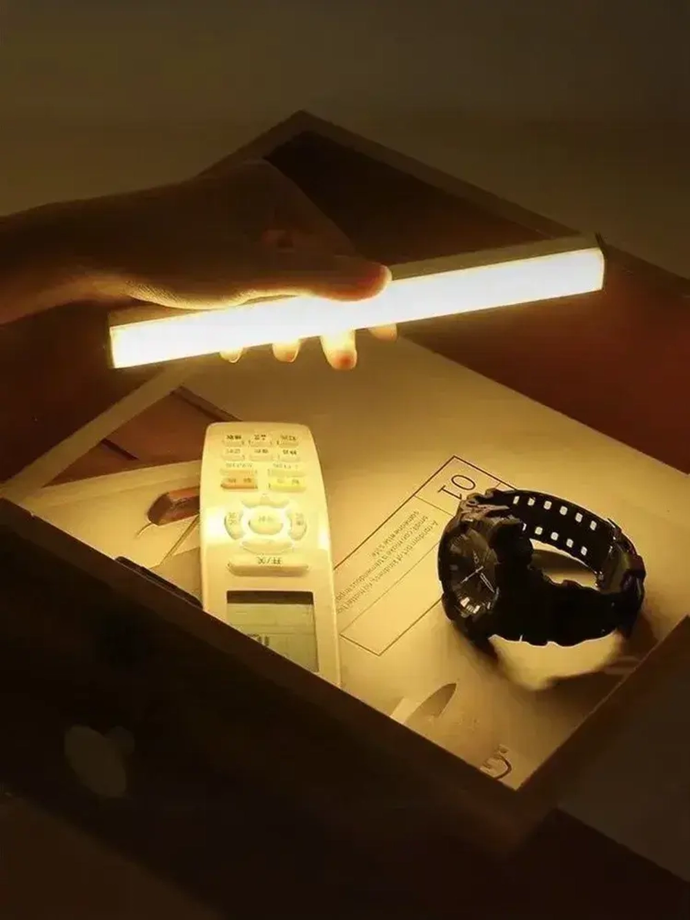 Беспроводной светодиодный светильник с датчиком движения на магнитном креплении, настенный, потолочный, 500 мм, лампа на аккумуляторе