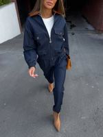 Костюм из джинсы с вставками из вельвета