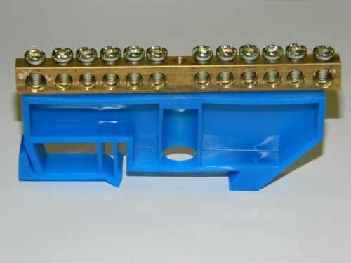 Шина N "ноль" 6х9 мм 10 гр DIN- изолятор ЭБК