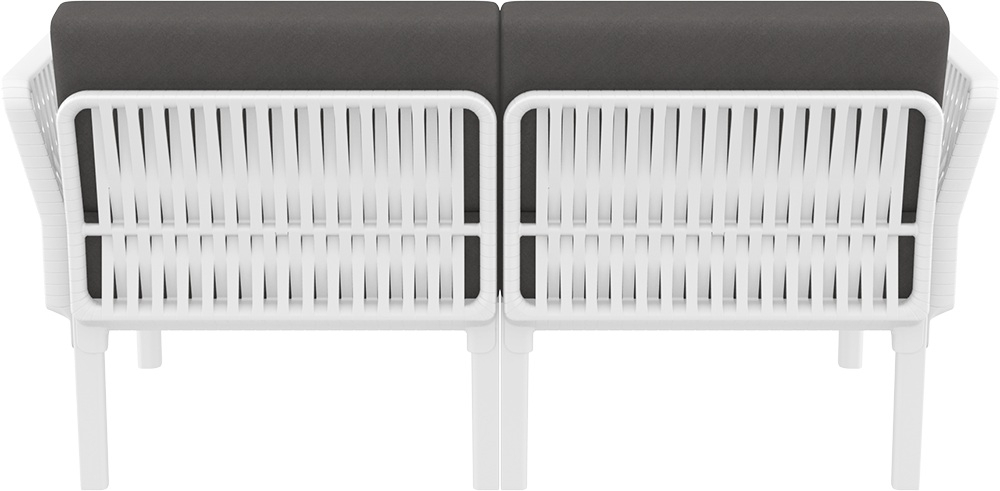 Диван пластиковый двухместный с подушками Siesta Contract Portofino Lounge, белый, темно-серый