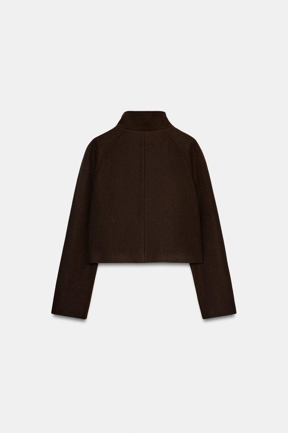 ZARA КОРОТКАЯ КУРТКА С ВОРОТНИКОМ-СТОЙКОЙ, КОРИЧНЕВЫЙ