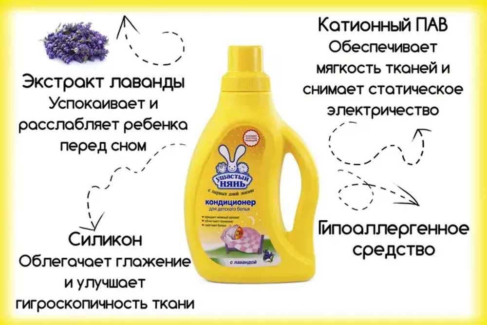 Кондиционер для белья невская косметика Ушастый нянь 750мл С лавандой для детского белья