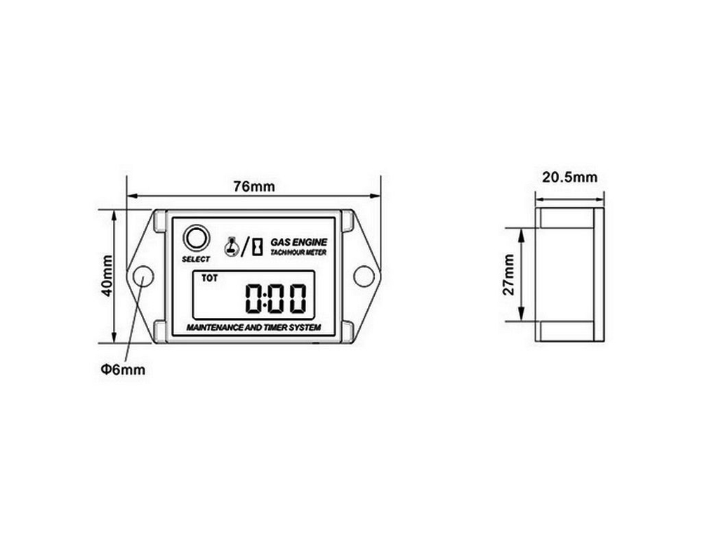 Тахометр универсальный со счетчиком моточасов и индикацией межсервисного интервала