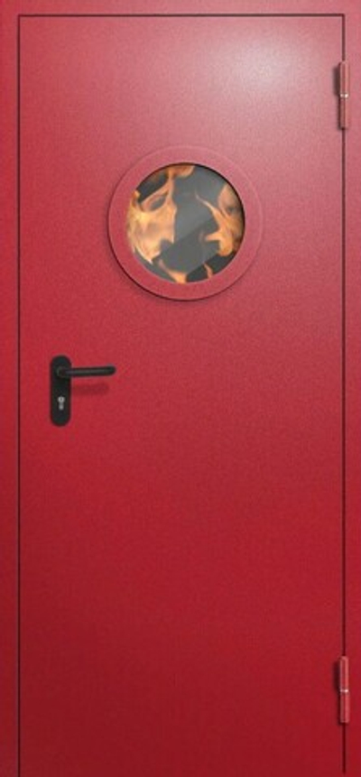 Противопожарная дверь однопольная с круглым окном - 1239