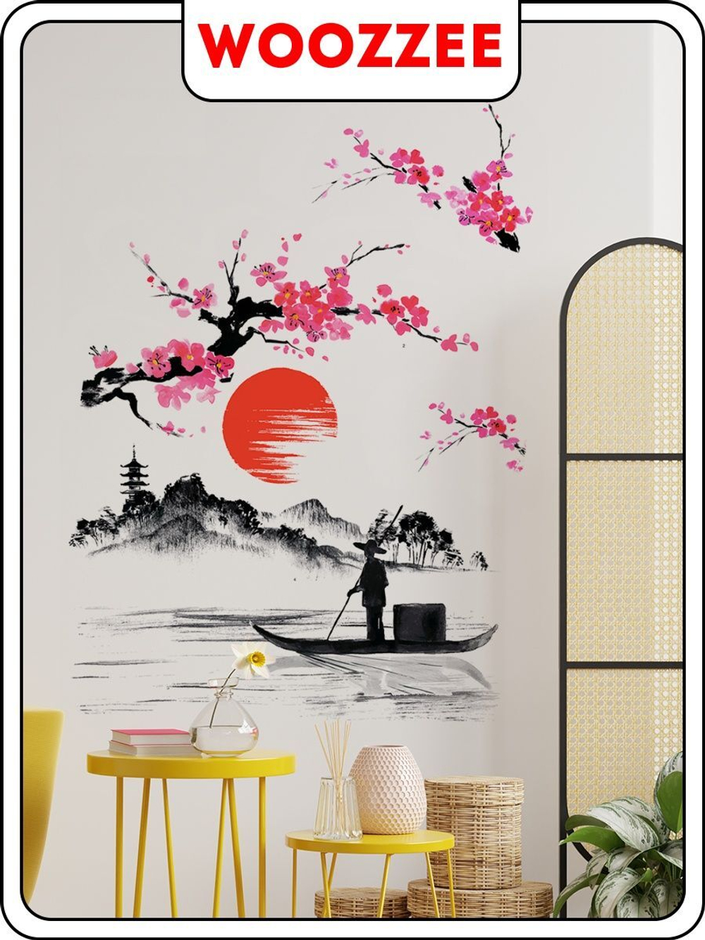 Наклейка декоративная "Рыбак суми-э"