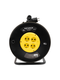 Силовой удлинитель Inforce на катушке 4 гнезда, с/з КГ 3х2,5 16A 50м IP20 GRANITE ZG 09-15-10