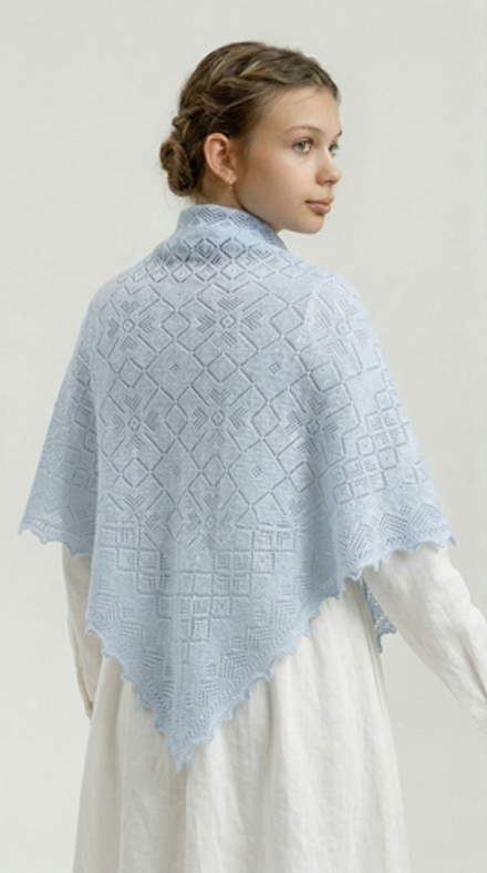 Оренбургский пуховый платок П3-100-04 голубой