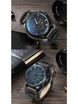 Часы наручные кварцевые CURREN на кожаном ремешке, черный W8420-03