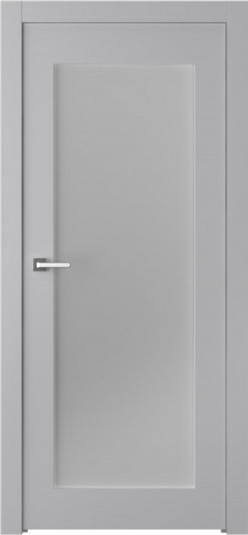 Дверь Кремона 1 / Цвет Эмаль светло - серый / Мателюкс белый каленый / Двери Belwooddoors