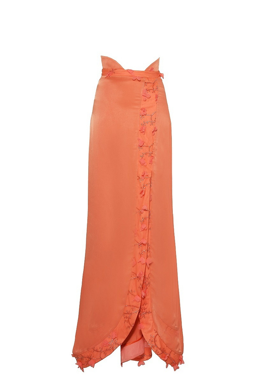 Юбка в пол с фигурным разрезом спереди 62-16SS