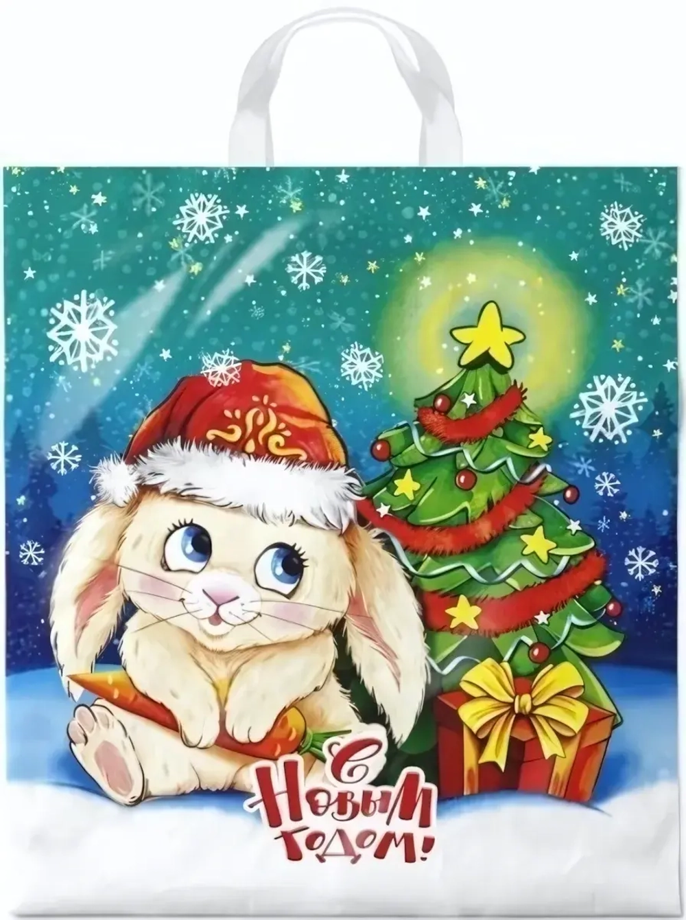 Пакет ПЭ с петлевой ручкой 38х42+6см (40) ПНД (Лапочка) НГ Интерпак (х25/500)