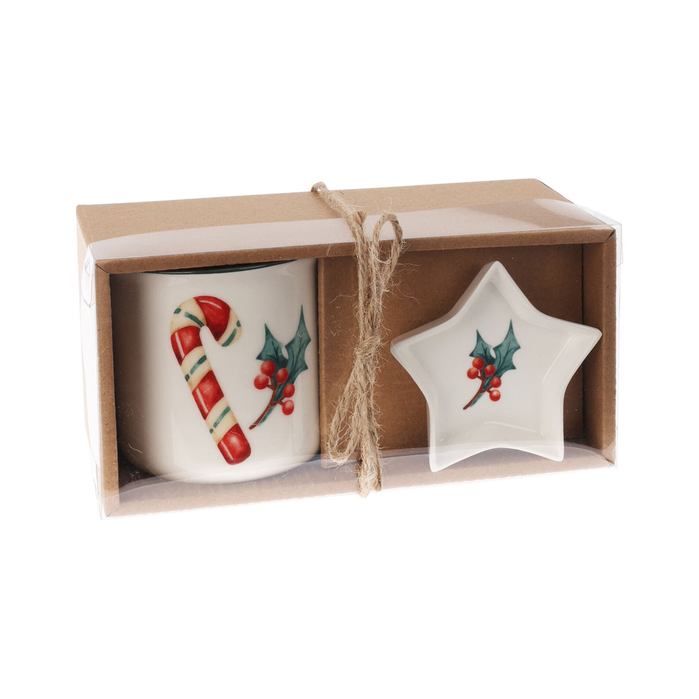 Рождественский набор из кружки и блюдца фарфор