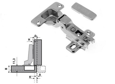 Петля мебельная ASTIL Y8208А-9 д/полунакл.дв,неразб. со съём накл