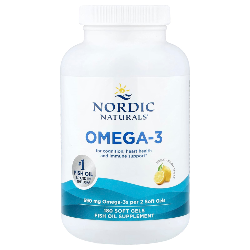 Nordic Naturals, омега-3, со вкусом лимона, 180 капсул (345 мг в 1 капсуле)