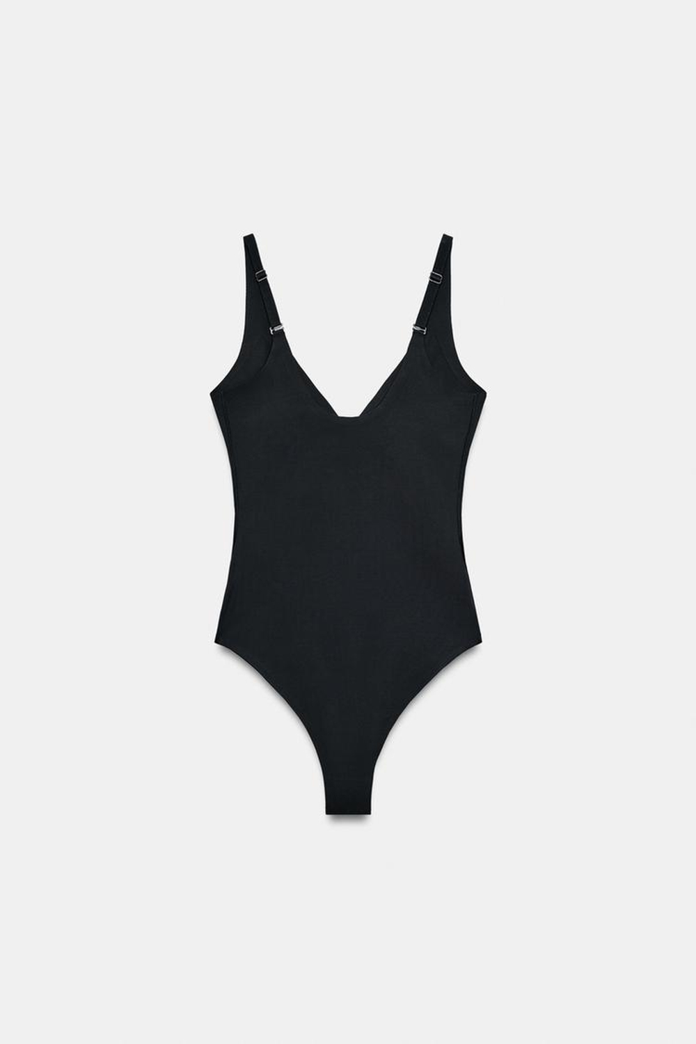 ZARA БОДИ ИЗ СМЕСОВОГО ПОЛИАМИДА, ЧЕРНЫЙ