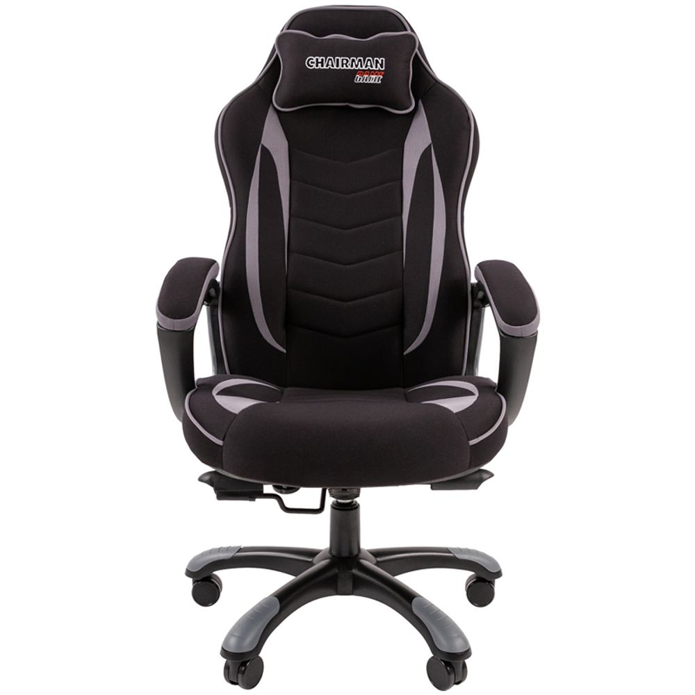 Кресло игровое Chairman "Game 28", ткань черная/серая, механизм качания