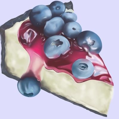 Торт с голубикой на лиловом фоне