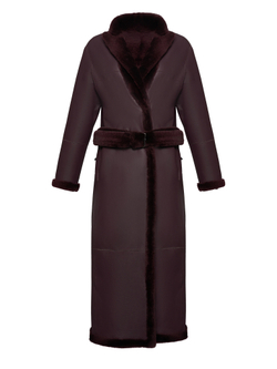 Двусторонняя дубленка из овчины в цвете бордо