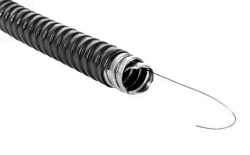 Металлорукав 15мм в ПВХ (20м) с проволокой для протяжки - защита кабеля в стенах, полу, на улице. Оцинкованная сталь.