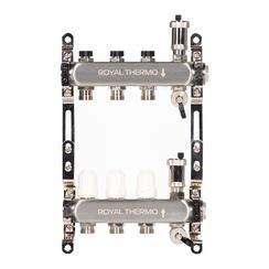 Коллектор Royal Thermo нерж. в сборе универсальный 1 ВР-3/4 НР с автомат. воздухоотвод-ми 3 вых.