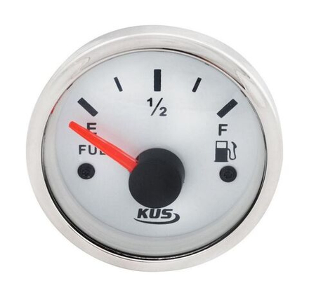 Указатель уровня топлива 240-33 Ом (US), белый циферблат, нержавеющий ободок, д. 52 мм