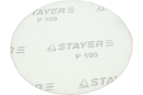 Универсальный шлифовальный круг STAYER на велкро основе 125 мм без отверстий 5 шт. Р100 35453-125-100