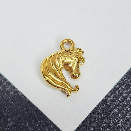 Подвеска стальная лошадка, 2я позолота, р-р 15×12мм, штучно