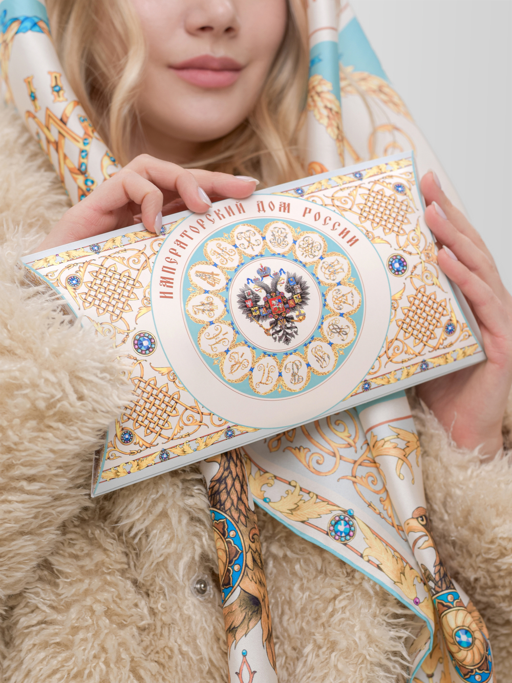 Платок «Императорский дом России» 100% шёлк