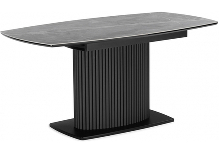 Керамический стол Woodville Фестер 160(205)х90 larka grey, черный