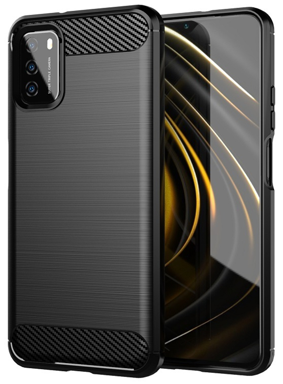 Мягкий защитный чехол на Xiaomi Poco M3, серия Carbon от Caseport