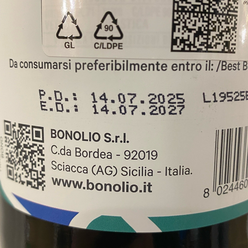 Оливковое масло фильтрованное BONO 1л Сицилия