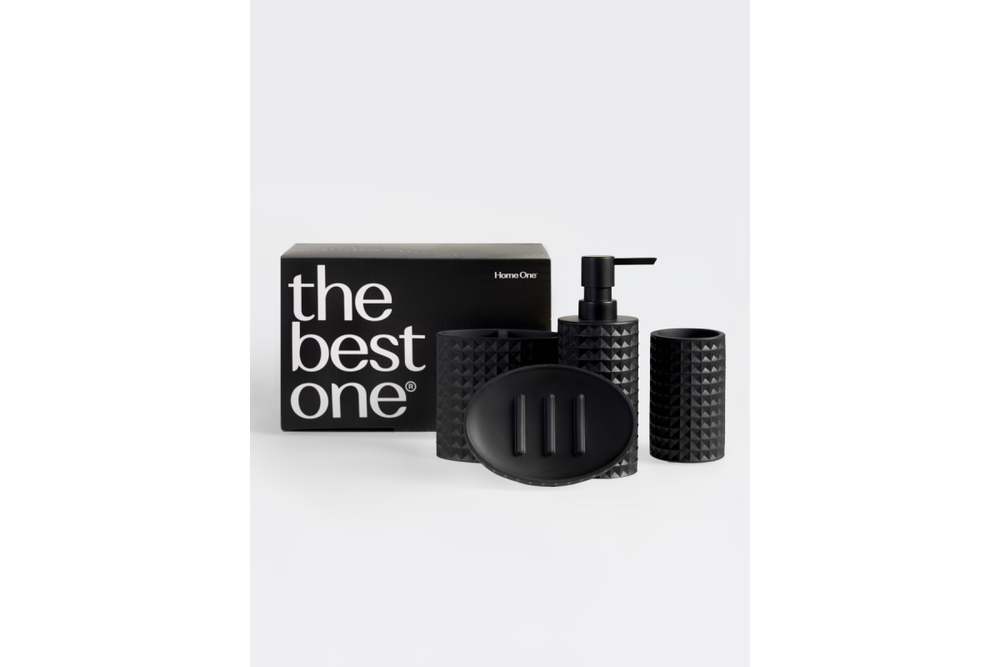 Набор аксессуаров для ванной Home One Waffle черный 4 пр.