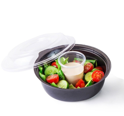 Одноразовые контейнеры круглые 500мл D=132мм Выс:62мм чёрные ПП (50/600шт)