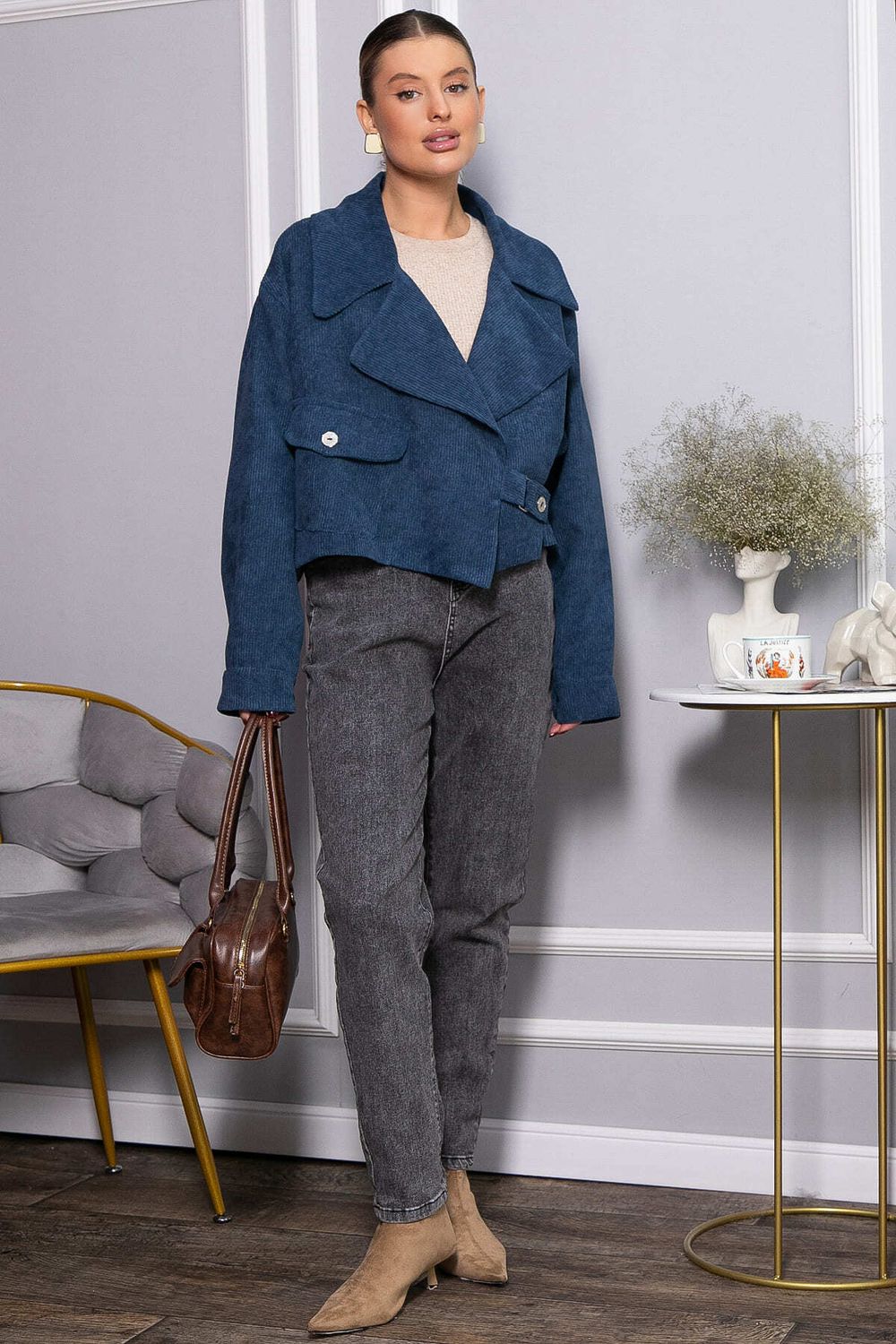 Жакет укороченный Динара (синий) Б14325-39М LT Collection