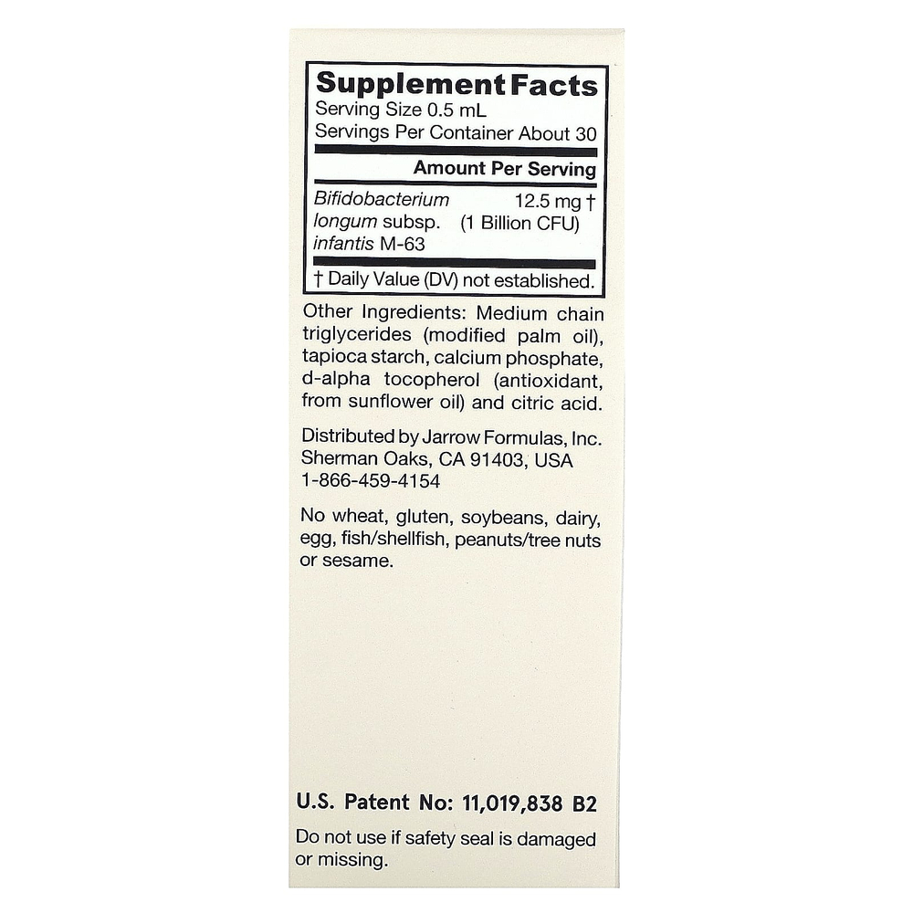 Jarrow Formulas, Jarro-Dophilus, веганский жидкий пробиотик для младенцев, 1 млрд КОЕ, 15 мл (0,51 жидк. унции)