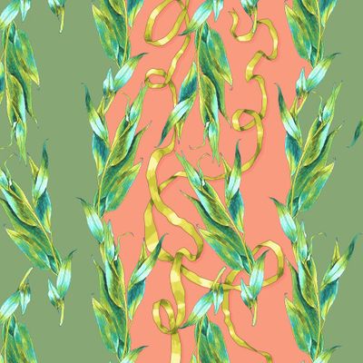 узор с ветвями ивы и лентами в стиле рококо (3)