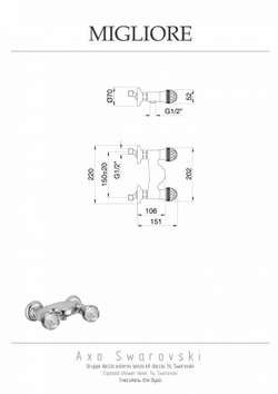 Смеситель для душа Migliore Axo Crystal 18488 хром схема